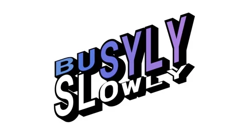 BUSYLY vs SLOWLY, 3D Text Animation in Isometric View with Opposite Word Motion Stock Footage 314263342