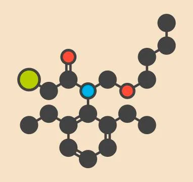 Butachlor herbicide molecule Stock Illustration