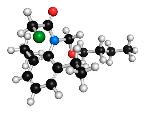 Butachlor molecule, illustration Stock Illustration