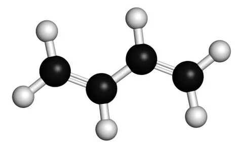 Butadiene synthetic rubber molecule Stock Illustration