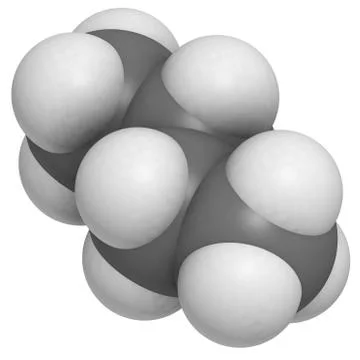 Butane, molecular model Stock Illustration