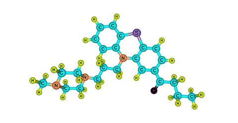 Butaperazine molecular structure isolated on white Stock Illustration