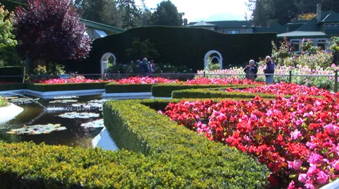 Butchart Star Pond Stock Footage 33605046