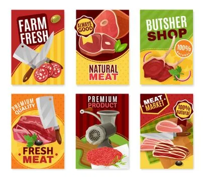 Butcher Banners Set Stock Illustration