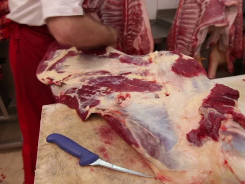 Butcher beef processing Stock Footage 41459651