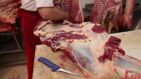 Butcher beef processing Vídeo Stock 41465993