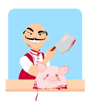 Butcher - cartoon Stock Illustration