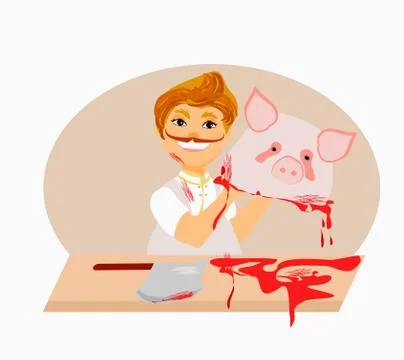 Butcher - cartoon Stock Illustration