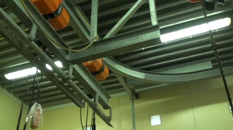 Butcher ceiling lights off horror Video stock 806414