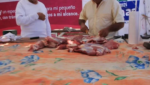 Butcher Chops Meat Stock Footage 1133064