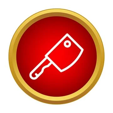Butcher cleaver icon on red circle button Stock Illustration