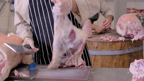 Butcher cut sheep meat. Make a sacrifice of a sheep on Kurban bayram. Stock Footage 124920059