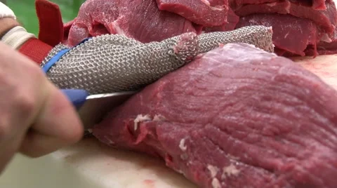 Butcher cutting meat Stock Footage 42346982