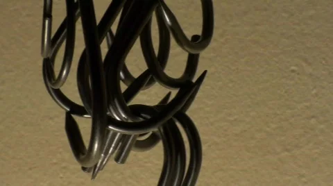 Butcher hooks swinging Video stock 806475