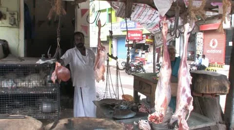 Butcher in India Stock Footage 11452653