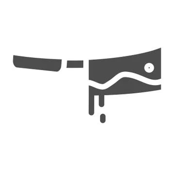 Butcher knife with blood solid icon. Blooded knife vector illustration isolated Ilustração Stock