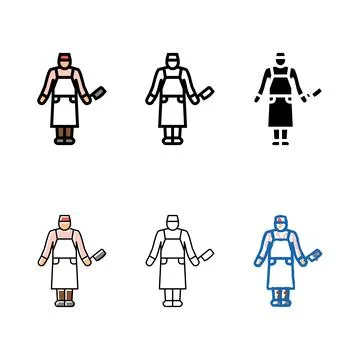 Butcher man color icon vector series Stock Illustration