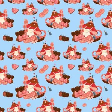 Butcher Meat Farming Seamless Pattern Stock Illustration