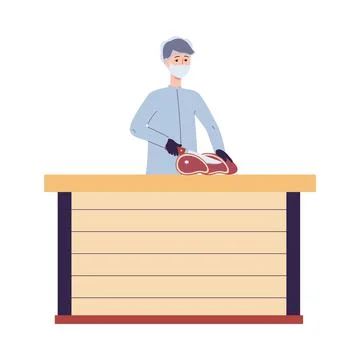 Butcher or meat processing plant worker flat vector illustration isolated. Stock Illustration