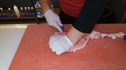 Butcher on the production processes Stock Footage 168988303