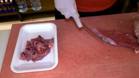 Butcher on the production processes Stock Footage 170579641