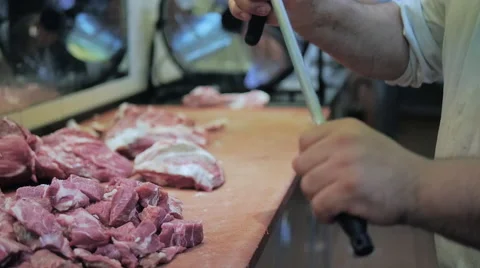 Butcher Sharpening Knife 스톡 동영상 41506641