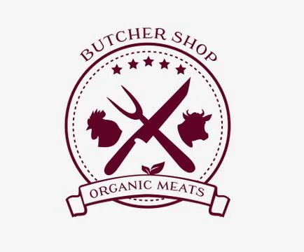 Butcher Shop Design Elements, Labels, Badges Logo Illustrazione stock