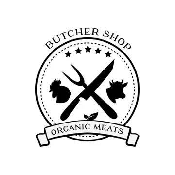 Butcher Shop Design Elements, Labels, Badges Logo Stock Illustration