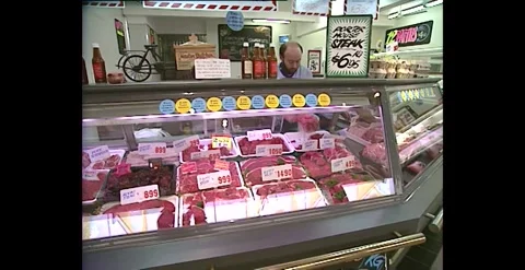 Butcher Shop Interior, Australia (1990s) Stock Footage 317736282