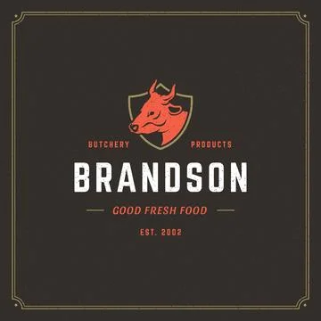 Butcher shop logo design vector illustration. Stock-Illustration