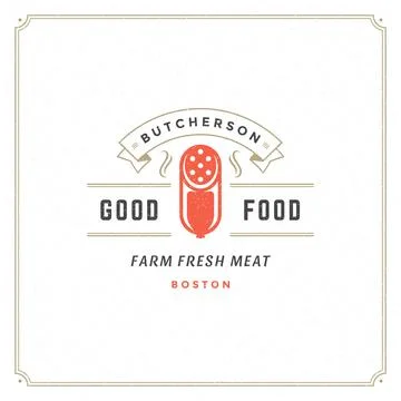 Butcher shop logo design vector illustration. Stock Illustration