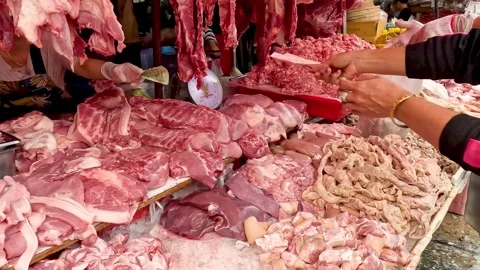 Butcher Shop Meat Selection Process Stock Footage 279809513