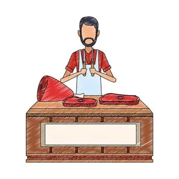 Butcher stand isolated scribble Stockillustratie