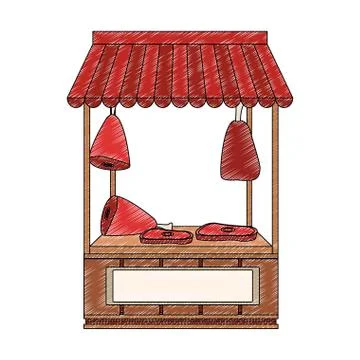 Butcher stand isolated scribble Stockillustratie