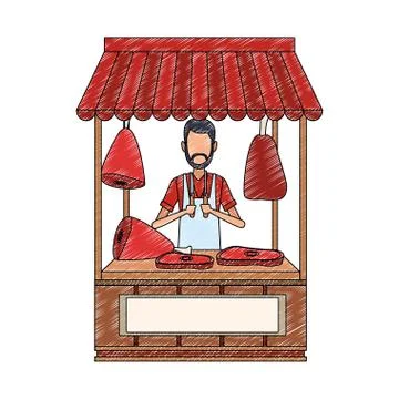 Butcher stand isolated scribble Stockillustratie