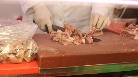 Butcher at work Stock Footage 108303213