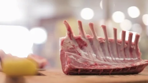Butchered Pork Ribs Stock Footage 77033624