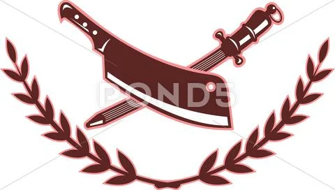 Butcher's knife and blade sharpener Stock Illustration
