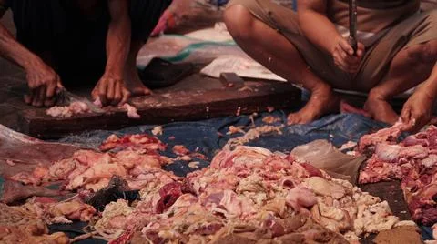 Butchers Preparing Meat Stock Photos