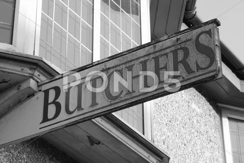 Butchers sign Stock Photos