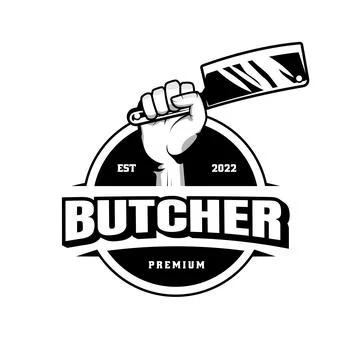 Butchery logo design template in rustic retro vintage style Illustrazione stock