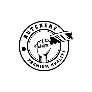 Butchery logo design template in rustic retro vintage style Stock Illustration