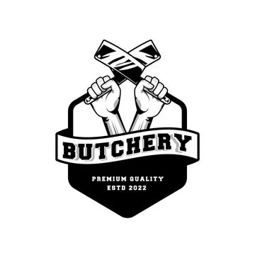Butchery logo design template in rustic retro vintage style Illustrazione stock