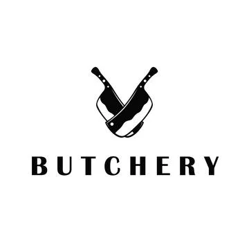 Butchery logo meat cutting simple black silhouette meat illustration for te.. Stock Illustration
