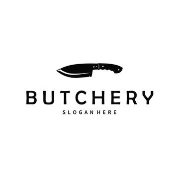 Butchery logo meat cutting simple black silhouette meat illustration for te.. Stock Illustration