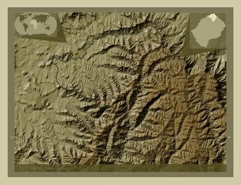 Butha-Buthe, Lesotho. Elevation map colored in wiki style with lakes and rive Stock Illustration
