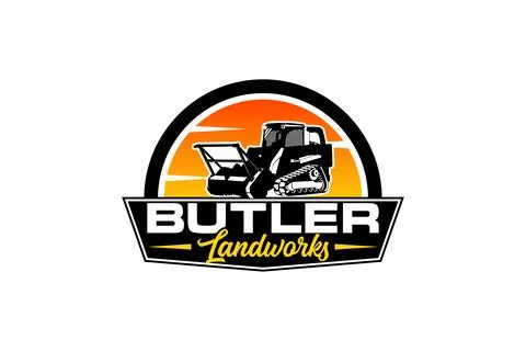 Butler logo template vector. Heavy equipment logo vector for construction c.. Stock Illustration