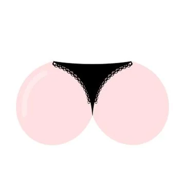 Butt logo. Womens buttocks isolated. Thongs on ass Stock Illustration