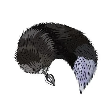 Butt plug with a furry Fox Tail Sex toy cosplay black mask vector illustration Illustrazione stock