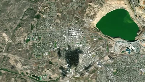 Butte City Map Zoom (MT, USA) from Space to Earth (no pin, no text) Stock Footage 339747544